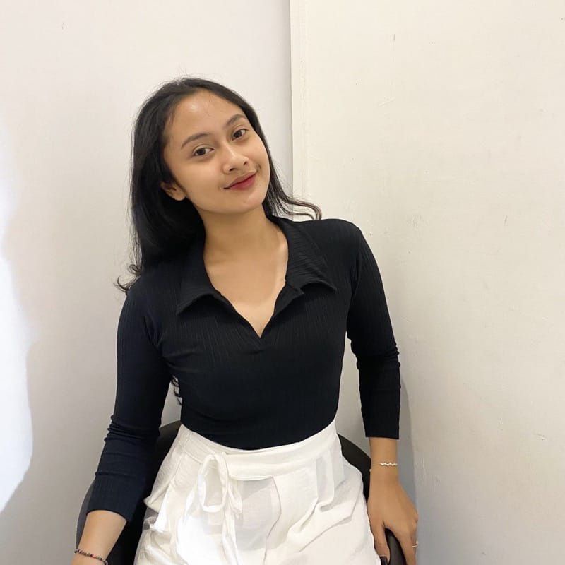 ARAYA POLO ATASAN WANITA BB 30KG - 55KG MELAR KERAH POLO WANITA rajut PREMIUM-Hitam