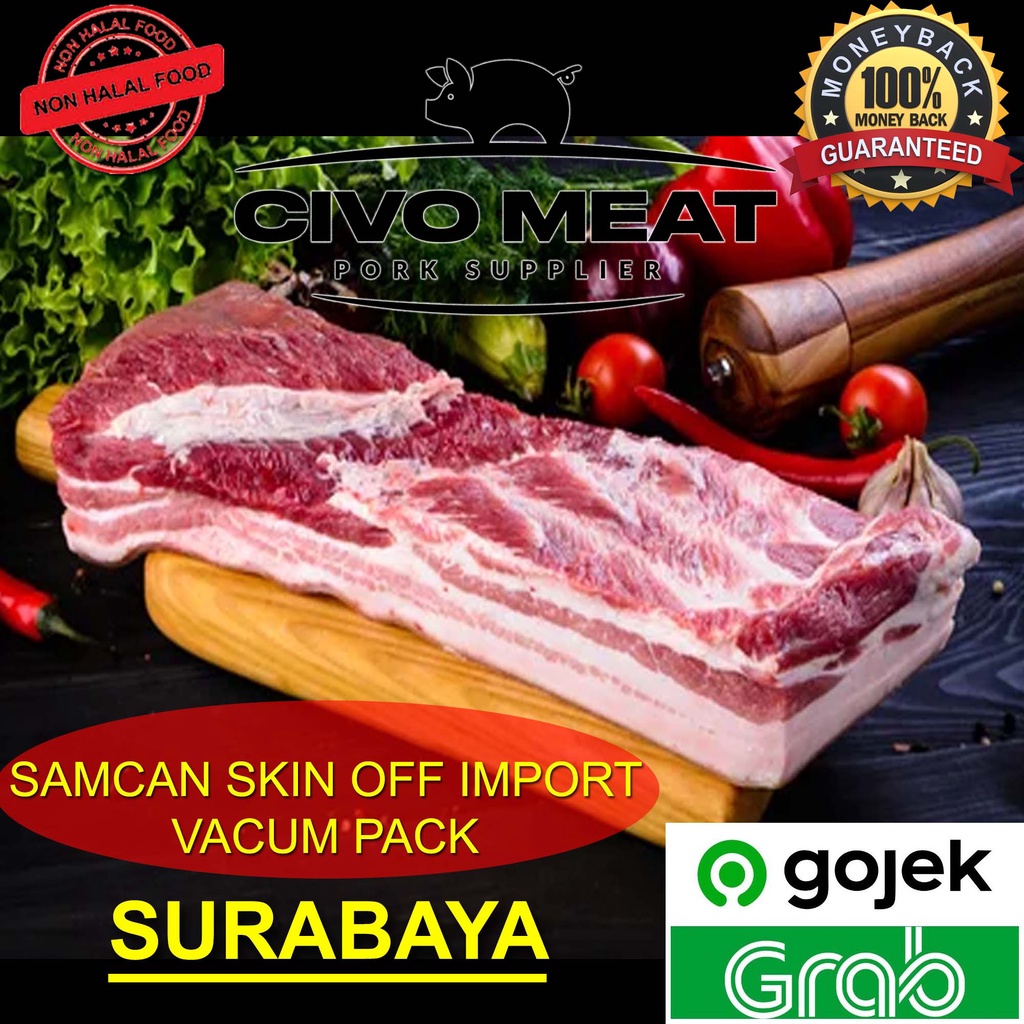 

Samcan Babi Pork Belly IMPORT without Skin (Skin Off) - 1kg
