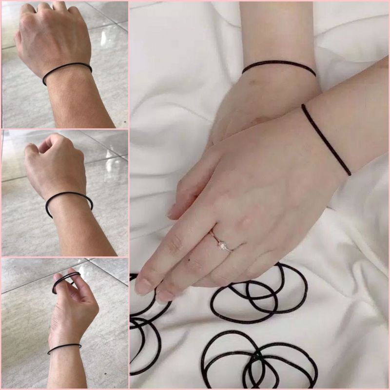 WB280 Gelang Karet Hitam Bulat Black Rubber Bracelet