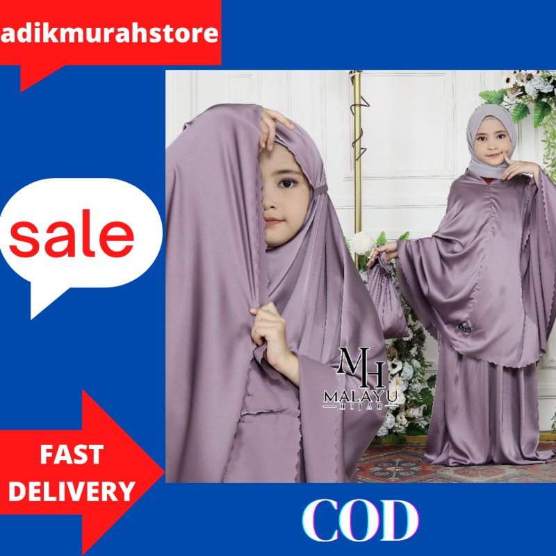 MUKENA TRAVELING ANAK LASERCUT BAHAN slik premium MALAYU HIJAB
