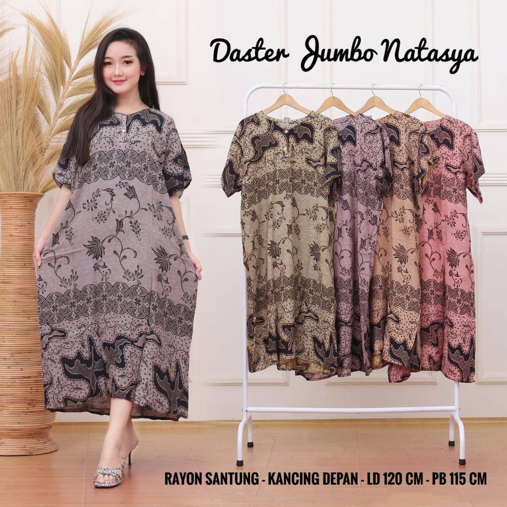 Daster Jumbo Busui Kancing Depan Ld 120 Bahan Rayon Wanita Bumil Lengan Pendek Kekinian