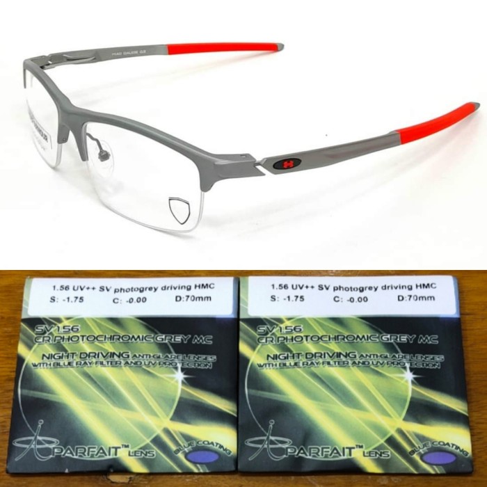 kacamata minus pria+lensa Bluecromic+night Drive/photocromic/Hitam