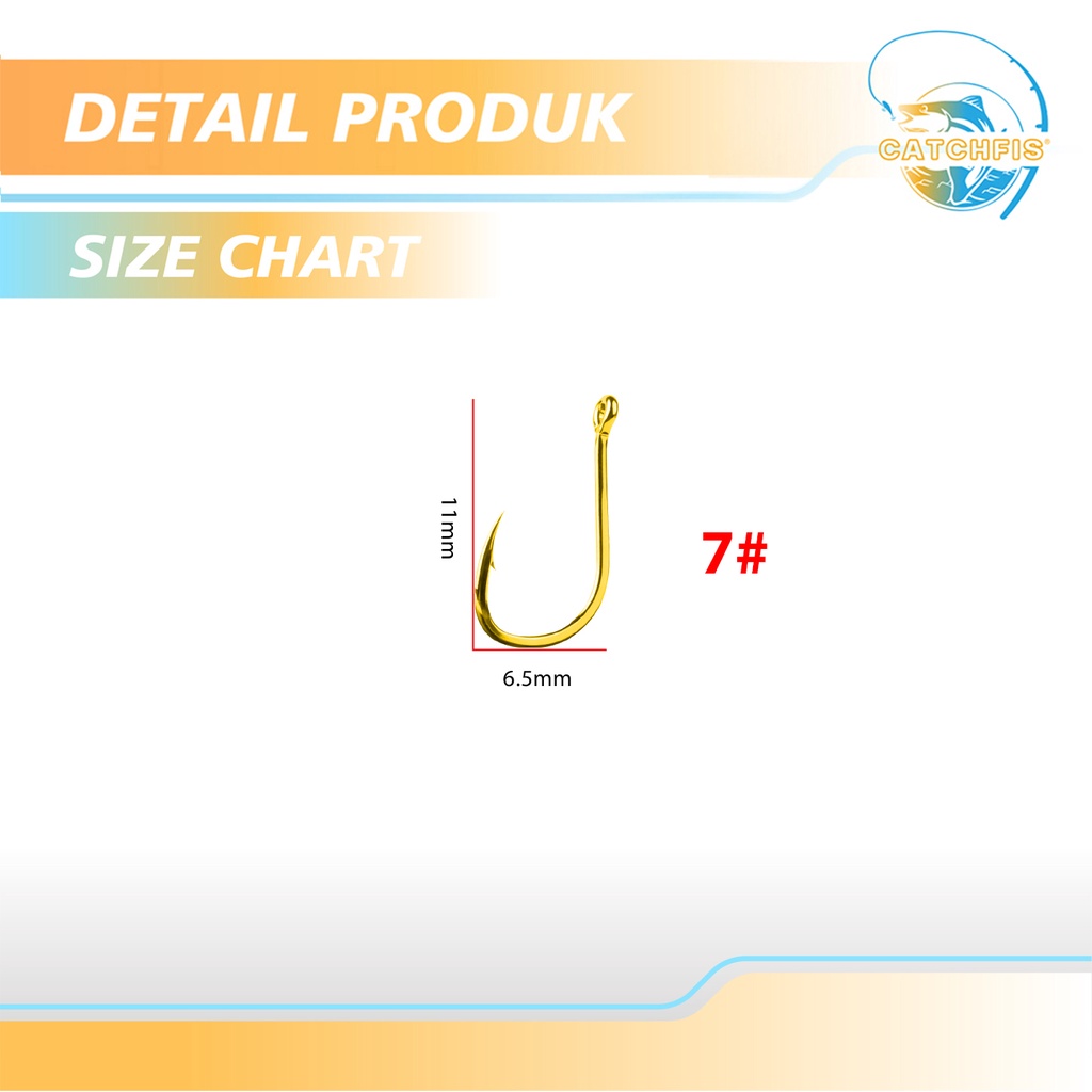 Catchfis - Kail Pancing Gold 25 pcs High Carbon Steel Barbed Fishing Hook Tackle Kail GFYD-GFYDGOLD 7#