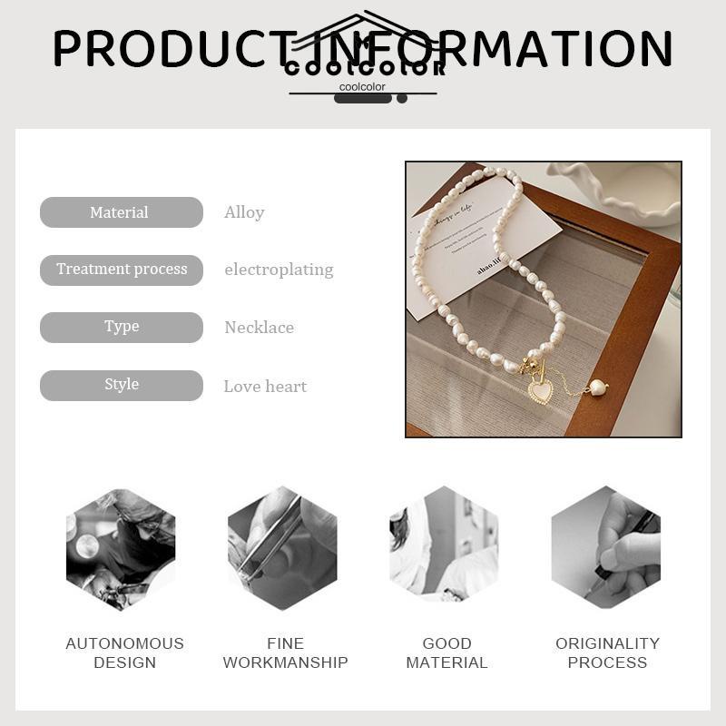 COD❤️Kalung Rantai Klavikula Ganda Liontin Hati Tulip Minyak Mutiara Gaya Korea Elegan Untuk Aksesoris Perhiasan- cl