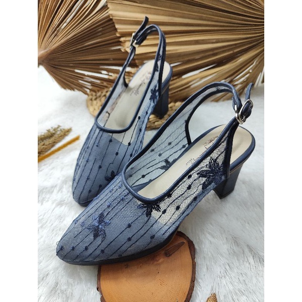 sepatu calista wanita pesta navy tinggi 7cm tahu