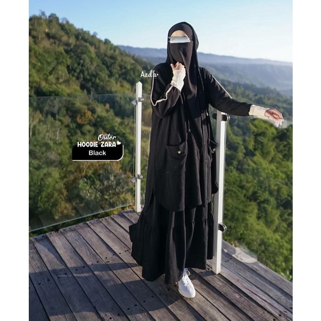 Outer Hoodie Zara Hitam XL