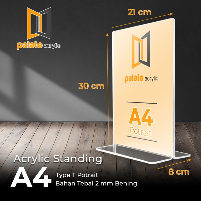 

Rak Acrylic Tent Holder / Akrilik Tent Card A4 T Tempat Brosur Meja 3Mm