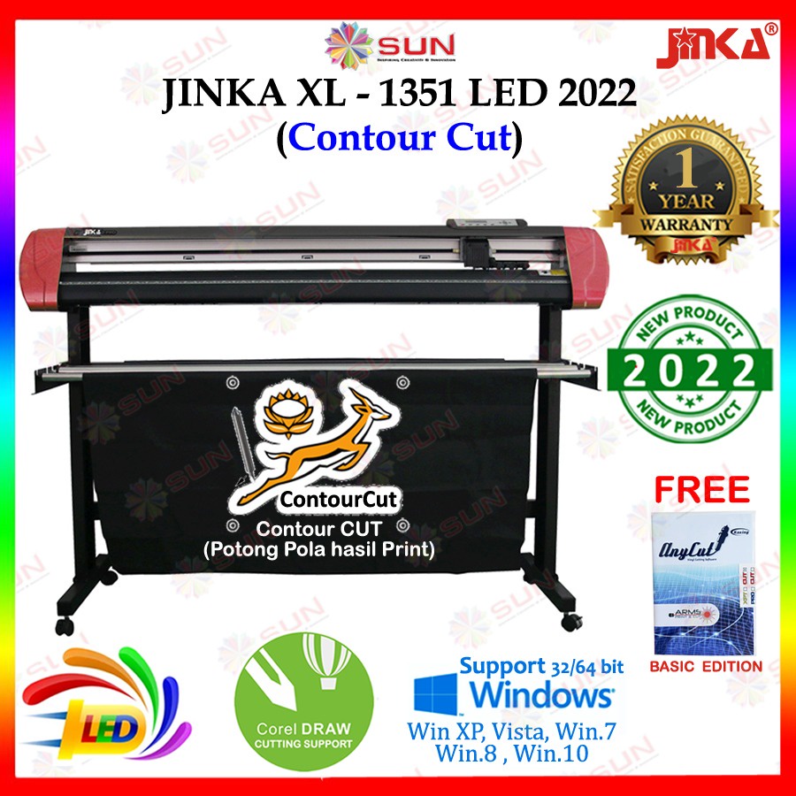 Mesin Cutting Sticker Jinka Pro 1351 Terbaru - XL Pro 1351 LED ( Contour CUT - Potong Pola Hasil Print )  Pengganti Jinka Pro Silver / NXL PRO