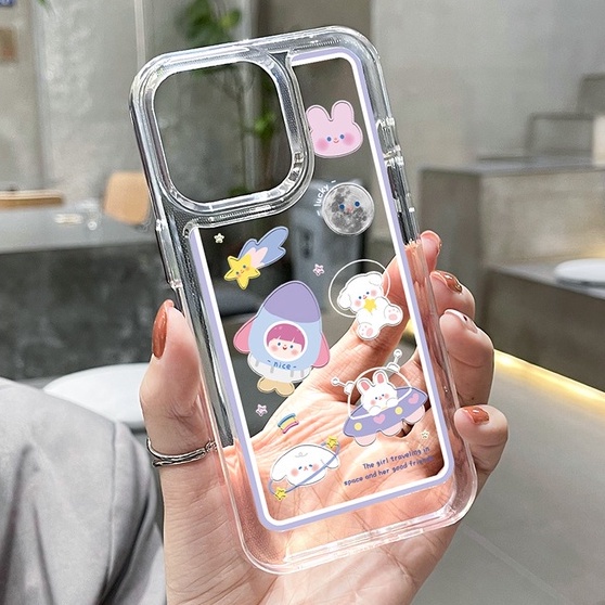 Soft Case Silikon TPU Transparan Motif Kelinci Untuk IPhone 13 14 12 11 Pro XS MAX 6S 7 8 Plus X XR