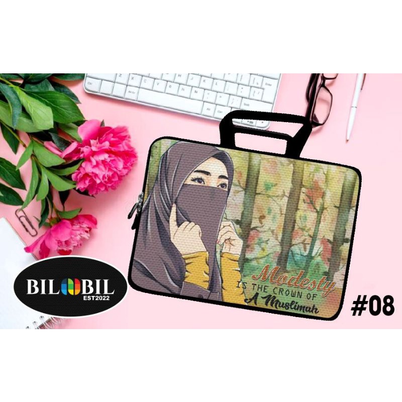 Tas Laptop Sleeve Karakter Hijab Muslimah.