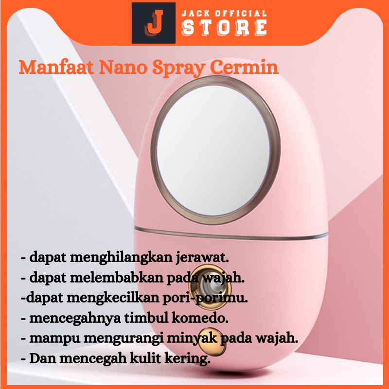 JACKSHOP Mini Nano Spray Plus Cermin / Sprayer Pelembab Wajah / Nano Mist Spray Portable
