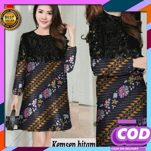Baju Dress Pesta Wanita Model Terbaru Kekinian Kondangan Imlek Natal Pesta Brukat Selutut Dress Lila