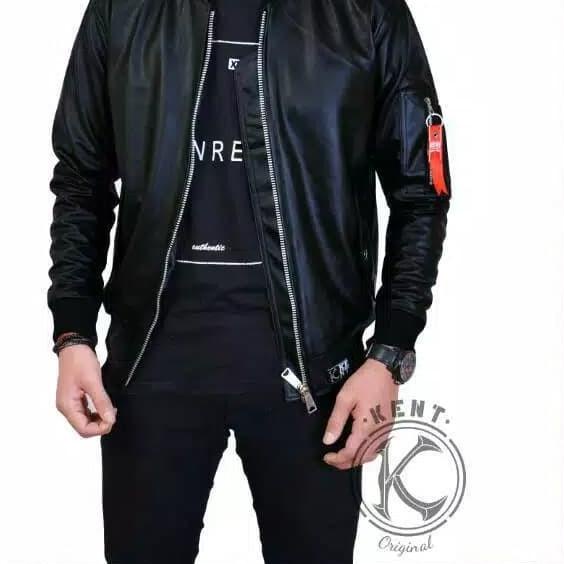 Jaket Kulit Pria Import Original Jaket Casual Keren Terbaru Murah - Hitam
