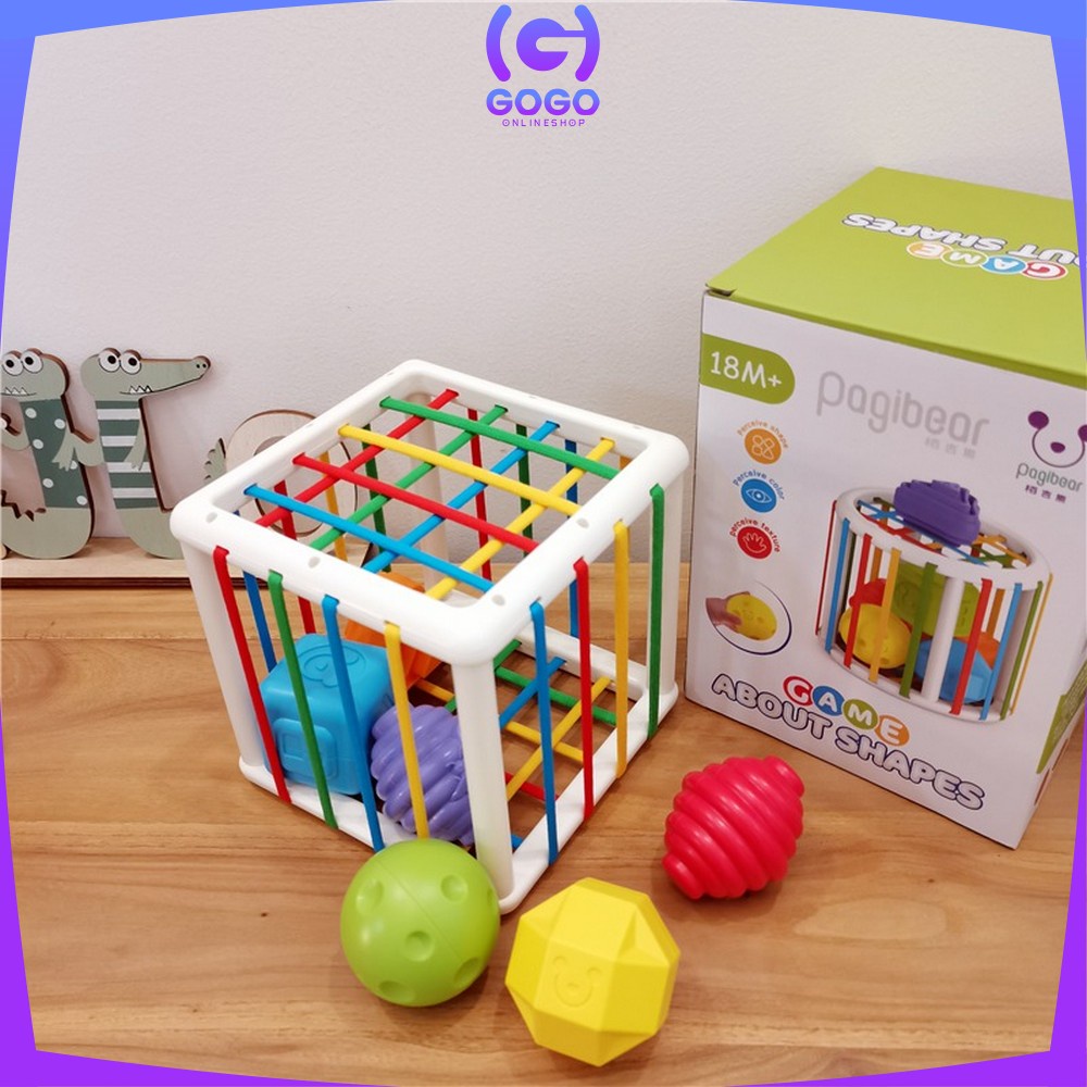 GOGO-M196 Mainan Rainbow Puzzle Kerincingan Bayi Sorting Puzzle Mainan Edukasi Anak Montessori Toys