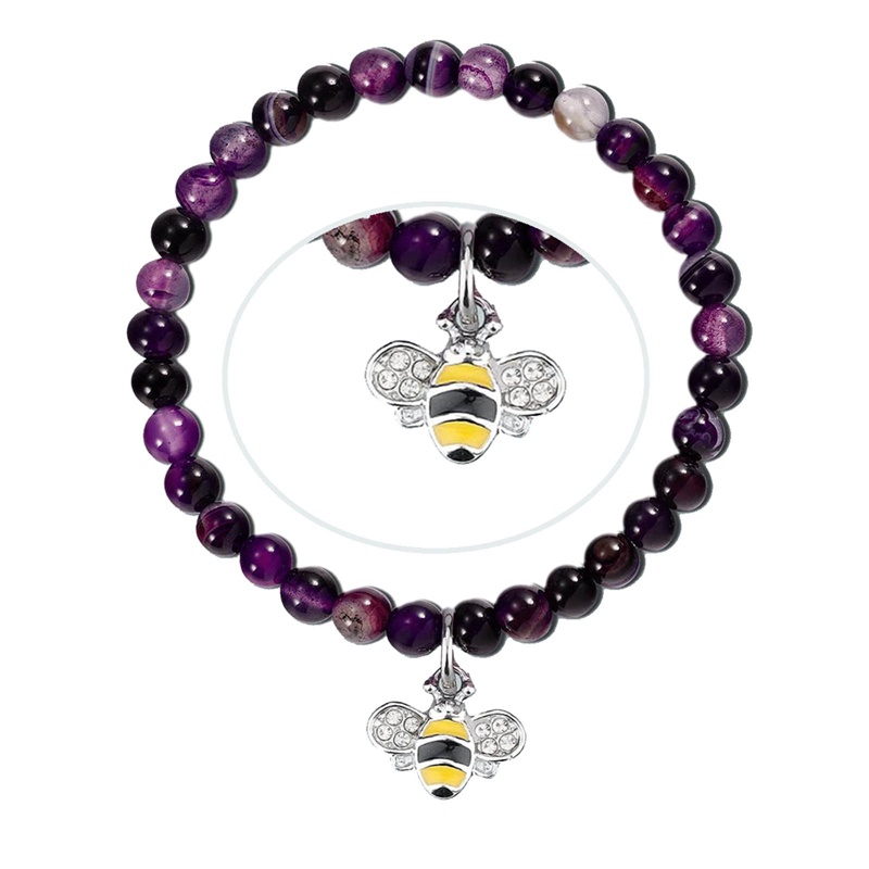 Fancyqube Gelang Tangan Batu Giok Bentuk Hati / Lebah Untuk Wanita