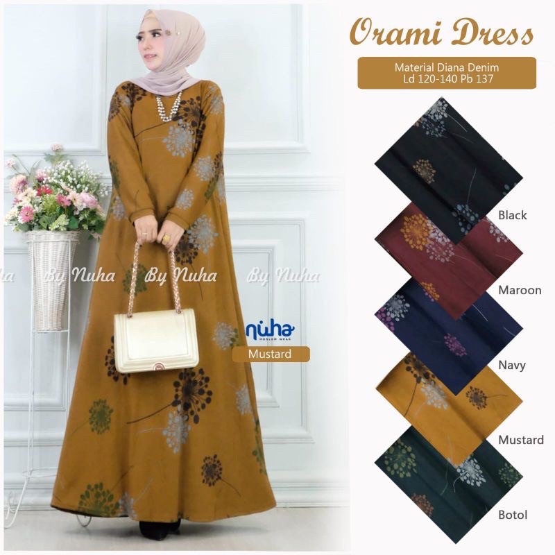 Orami Dress LD120+ GAMIS DIANA DENIM JUMBO TERBARU BUMIL / Fahira Jumbo Maxy / 025-7076