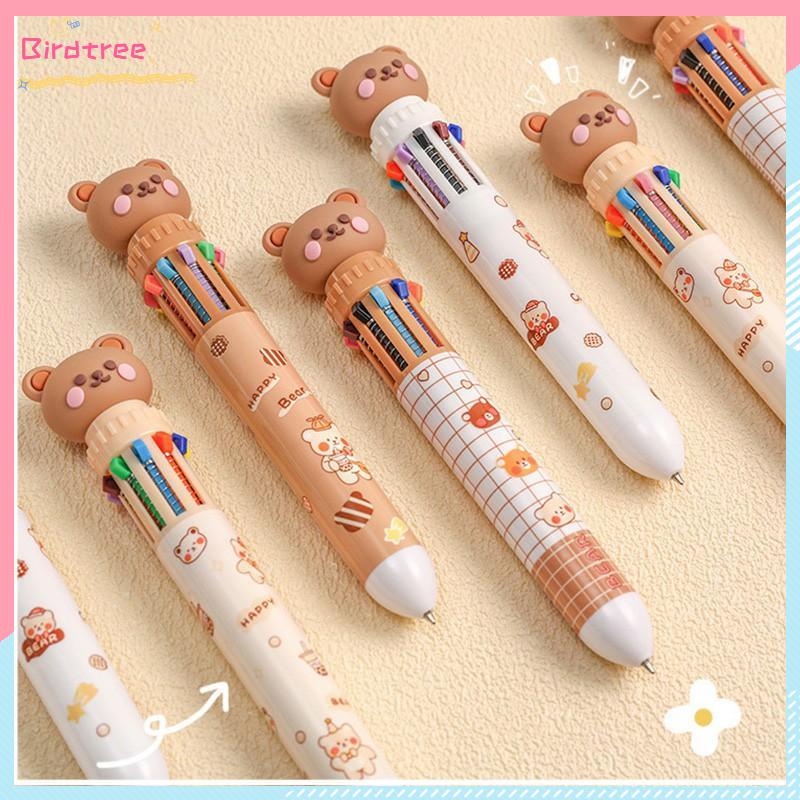 

[Readystock❤️COD]1pc Pulpen Mekanik 10 Warna Warni Rectractable Pen Color Motif Kartun Lucu Bear Grid Kotak Aesthetic Bolpoin Alat Tulis Sekolah- BS