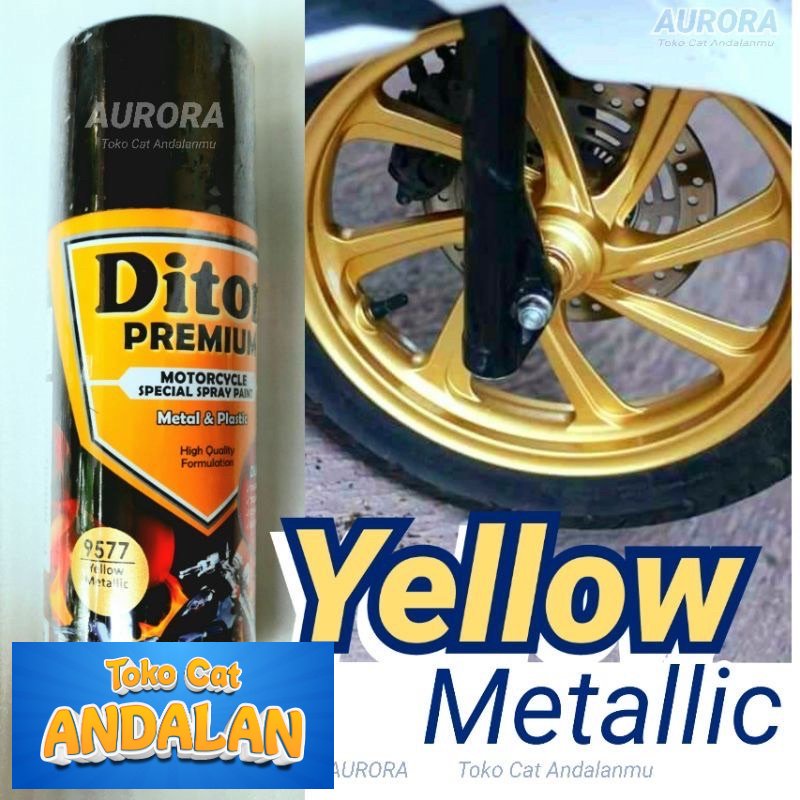 

Toko Cat Andalan - DITON PREMIUM YELLOW METALLIC 9577 pilok pilox pylox cat semprot motor mobil sepeda Toko Cat Andalan Motor dan Mobil