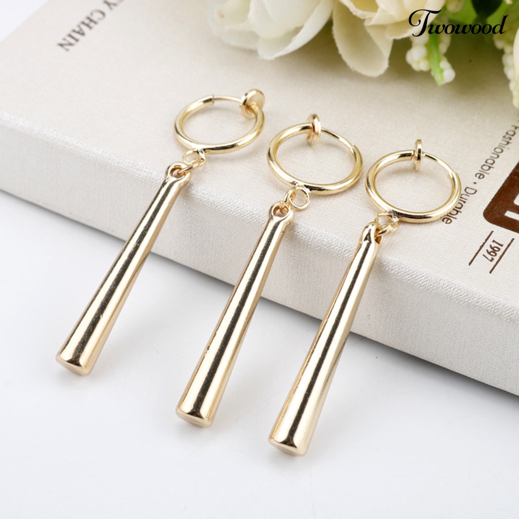 1 Set Anting Kait Gantung Warna Solid Bahan Alloy Tahan Lama Untuk Wanita