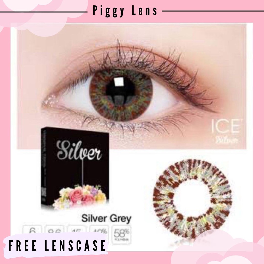 SOFTLENS ICE SILVER DIA 15MM NORMAL &amp; MINUS 0.50 SD 2.50 free lenscase