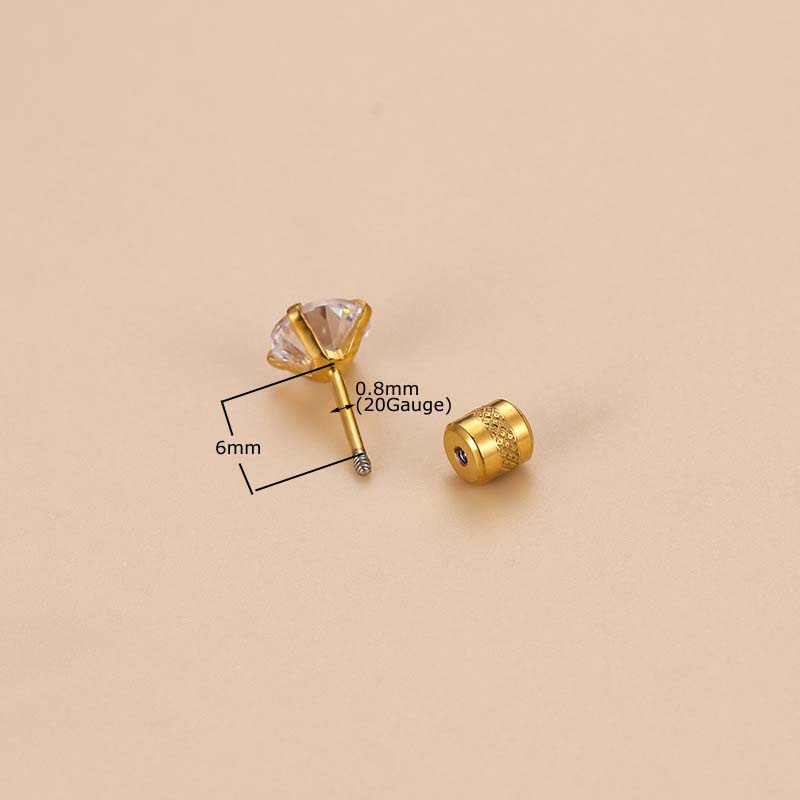 1pc Anting Tindik Tulang Rawan Telinga 4 Cakar Bahan Stainless Steel 2022