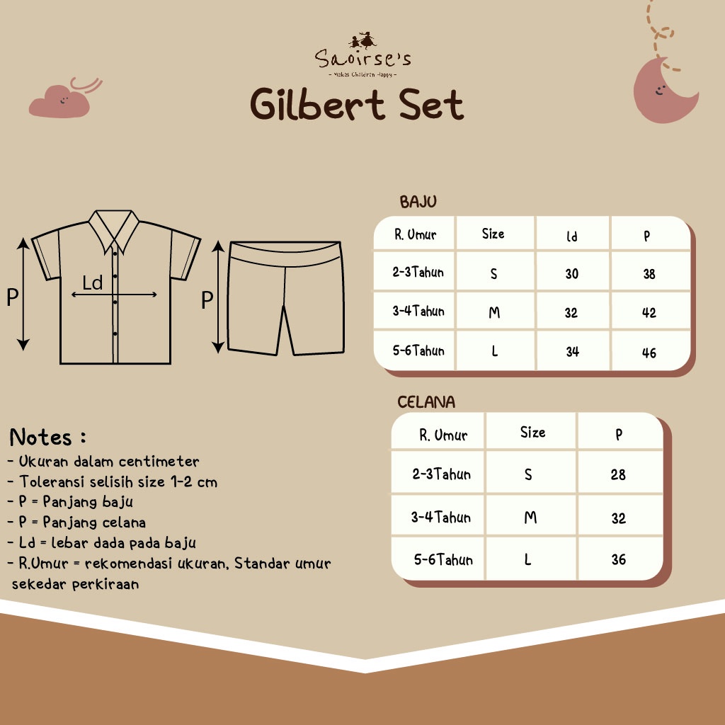 Saoirse's Gilbert Set - Setelan kemeja anak laki laki