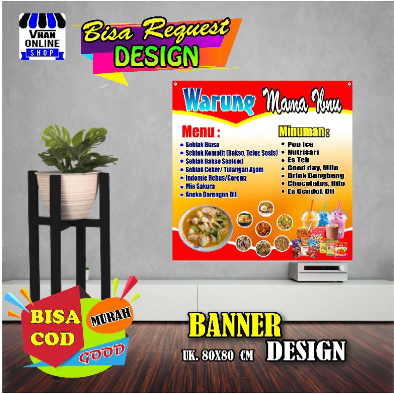 Spanduk Banner Warung Jualan Makanan dan Minuman, Warung Makan Keren