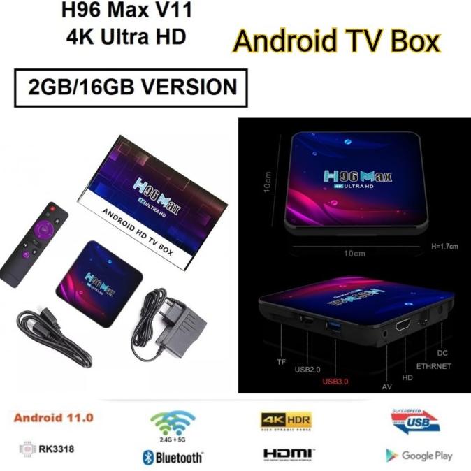 H96 MAX V11 RAM 2GB ROM 16GB - Android 11 Smart TV Box 4K UHD - TV BoX