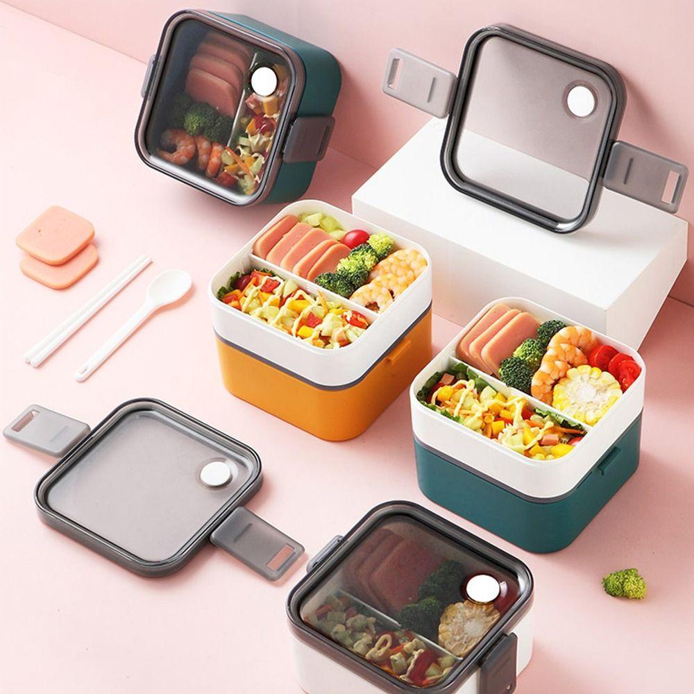 Solighter Lunch Box Microwavable Untuk Pelajar Pekerja Kantor Wadah Makanan Double Layer