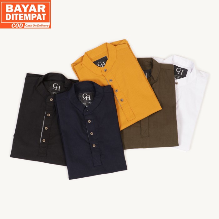 Baju Koko Pria Lengan Pendek Hanafi Kemeja Muslim Pria Terbaru Tebal
