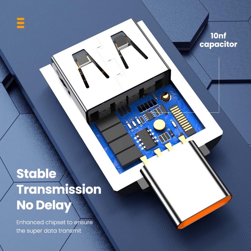 6a Adapter Konverter USB 3.0 OTG Ke Tipe-C Female Ke Tipe-C Male Portable Untuk Laptop / Handphone