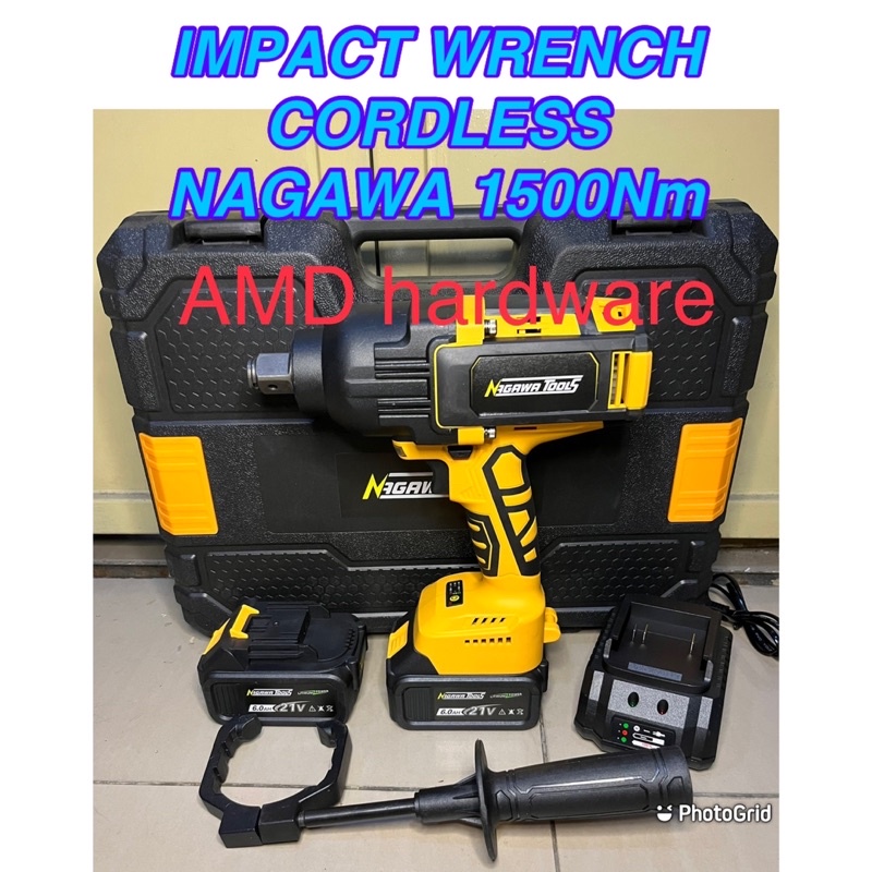 TORSI 1500Nm 3/4" BOR IMPACT WRENCH CORDLESS HANYA UNIT NAGAWA NH1300U 3/4 inchi Baterai & Charger d