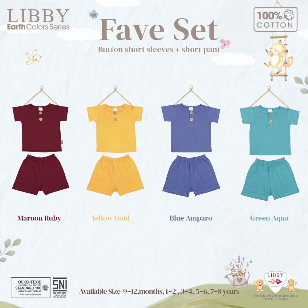 [9bln-6thn] LIBBY FAVE SET Earth Series Stelan Oblong Pendek + Celana Pendek Warna Polos