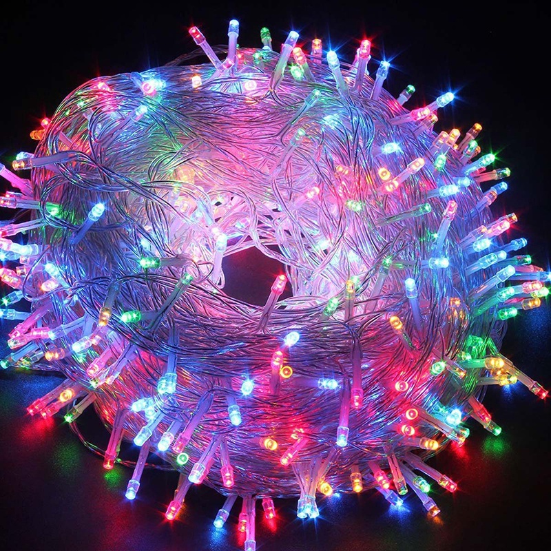 Lampu string 100 Led 10M Warna-Warni Untuk Dekorasi Pohon Natal