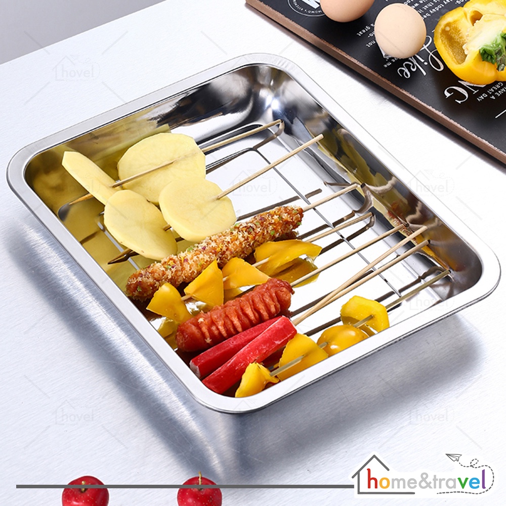 HOVELSHOP Nampan Baki Stainless Persegi Baking Tray Tatakan Saji Anti Karat