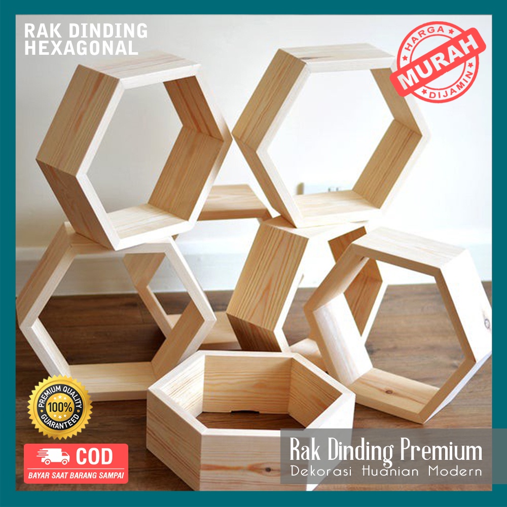 S.K PROMO 1 SET /3BIJI Rak Hexagonal Hiasan Dinding Minimalis Kayu DEKORASI rumah ruang tamu kantor kamar tidur mewah elegan estetik modern terbaru vintage