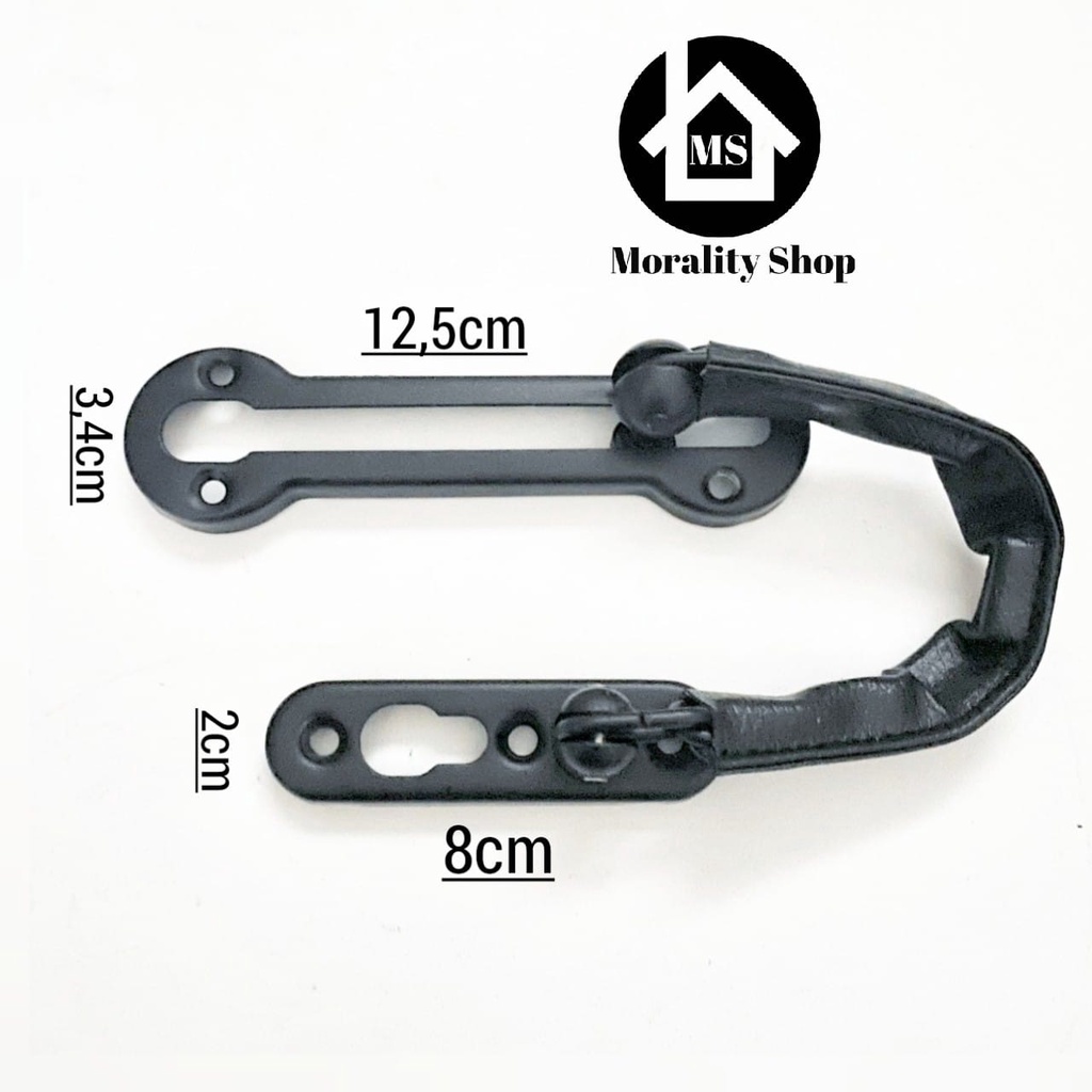 Grendel Rantai Kunci Penahan Pintu Hitam 45B Grender Rantai Kunci Pintu Tambahan Door Chain Safety Lock St BLack