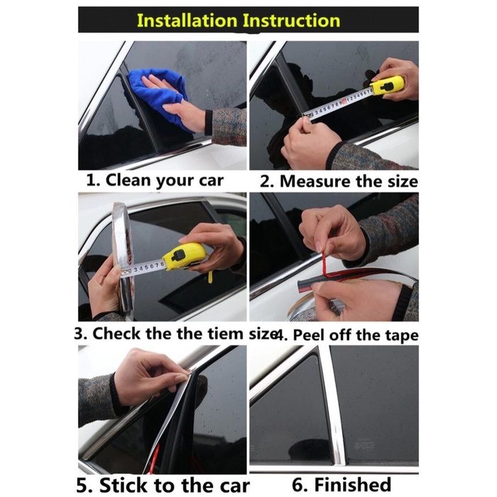 List Chrome Variasi Mobil Body Eksterior Interior Moulding 10mm x 15M