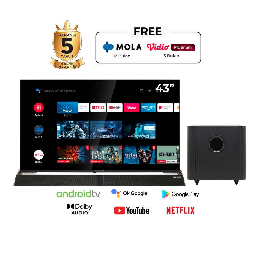 LED SMART ANDROID TV CINEMAX POLYTRON PLD 43BAG5959 (SOUND BAR)
