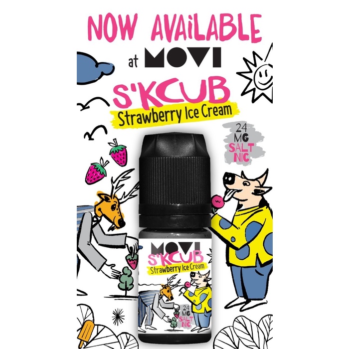 Jual LIQUID MOVI NICSAL99+ SKCUB STRAWBERRY ICE CREAM 30ML SALTNIC