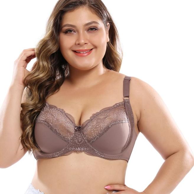 Push Up Bra BH Super Jumbo Brokat Size 40-46 Cup D-DD/E Jumbo #UW 8019 - Krem, 44 Cup D - E