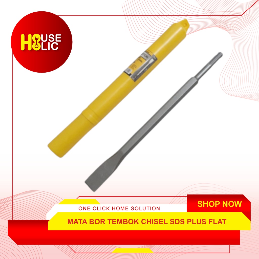 HASSTON Mata Bor Bobok Pahat Tembok 280 MM SDS Plus Chisel Flat Point