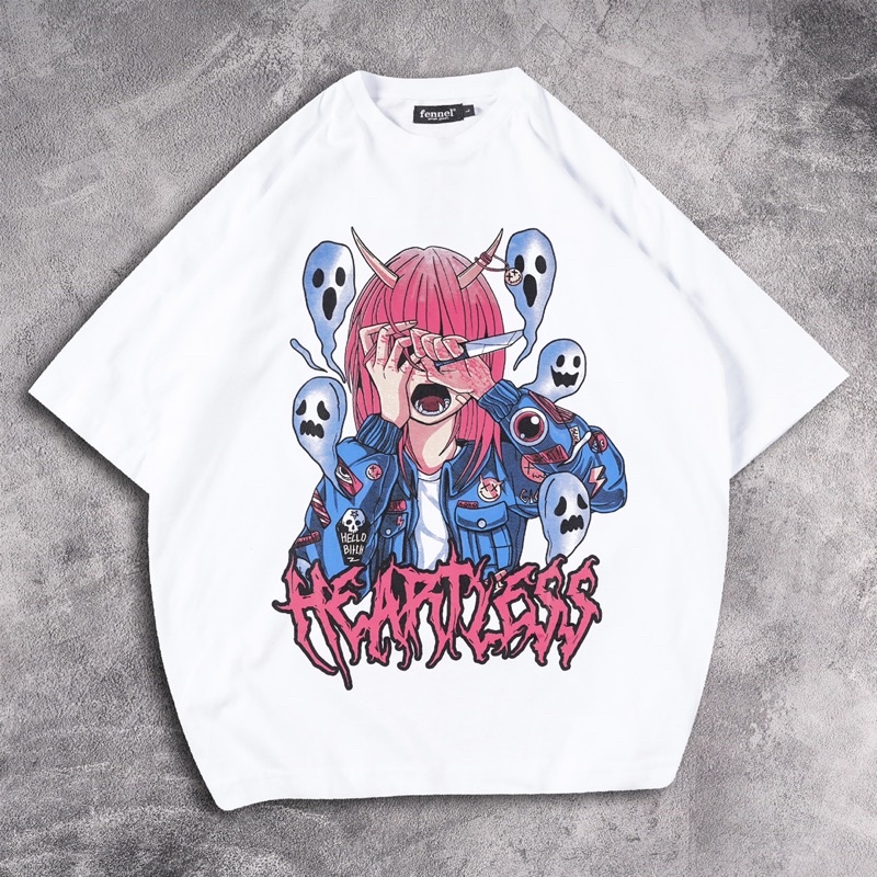 [N01041] T-shirt Oversized Distro Motif HEARTLESS XXX