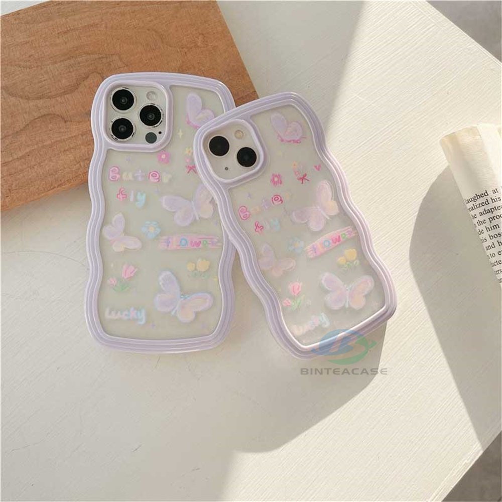 Casing TPU IPhone 14 14 Pro MAX 11 Pro 11 Pro MAX 12 12 Pro 12 Pro MAX 13 Pro MAX X XR XS MAX 6 6S 7 8 Plus Motif Butterfly Flower