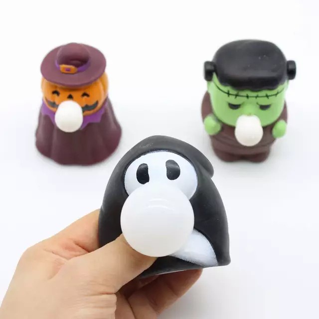 VIOLAKINGDOM Mainan Squeeze pencet edisi Halloween balon / Spit bubble pop anak