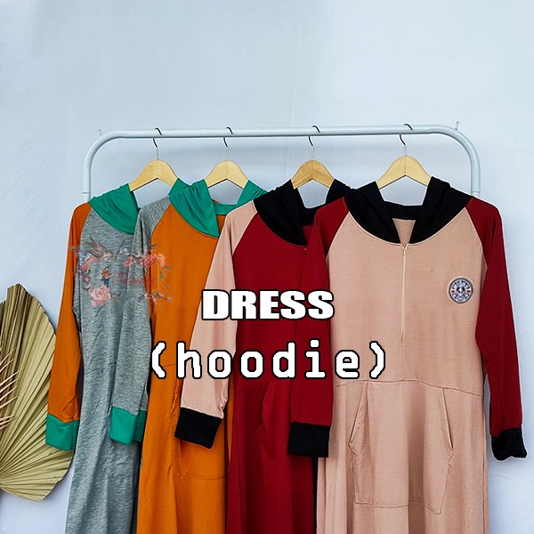 Long Dress Hoodie Wanita Oversize Korea Style Terbaru Bahan Babyterry Pakaian Wanita Panjang Dress Oversize Hoodie Jumbo