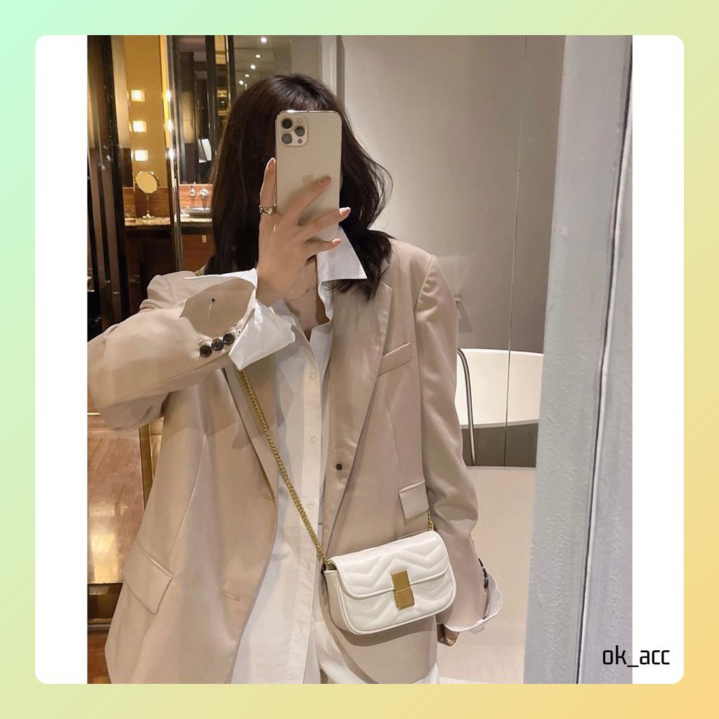 BARU Tas Selempang Kulit Wanita Cewek Dompet Hp Rantai Luxury Mini Bag FT44 17 x 12 x 5.5 cm