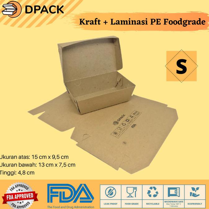 Jual Paper Lunch Box Bahan Kraft Kraft Full Laminasi Size S M L