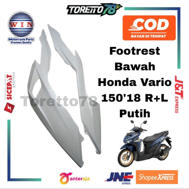 Cover Samping Honda Vario 150/125 Dek Bawah Warna Putih Footrest Bawah Cover Underside