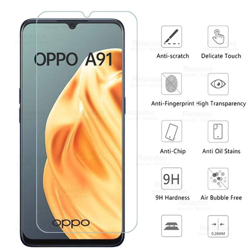 3pcs Pelindung Layar Tempered Glass Untuk OPPO A91